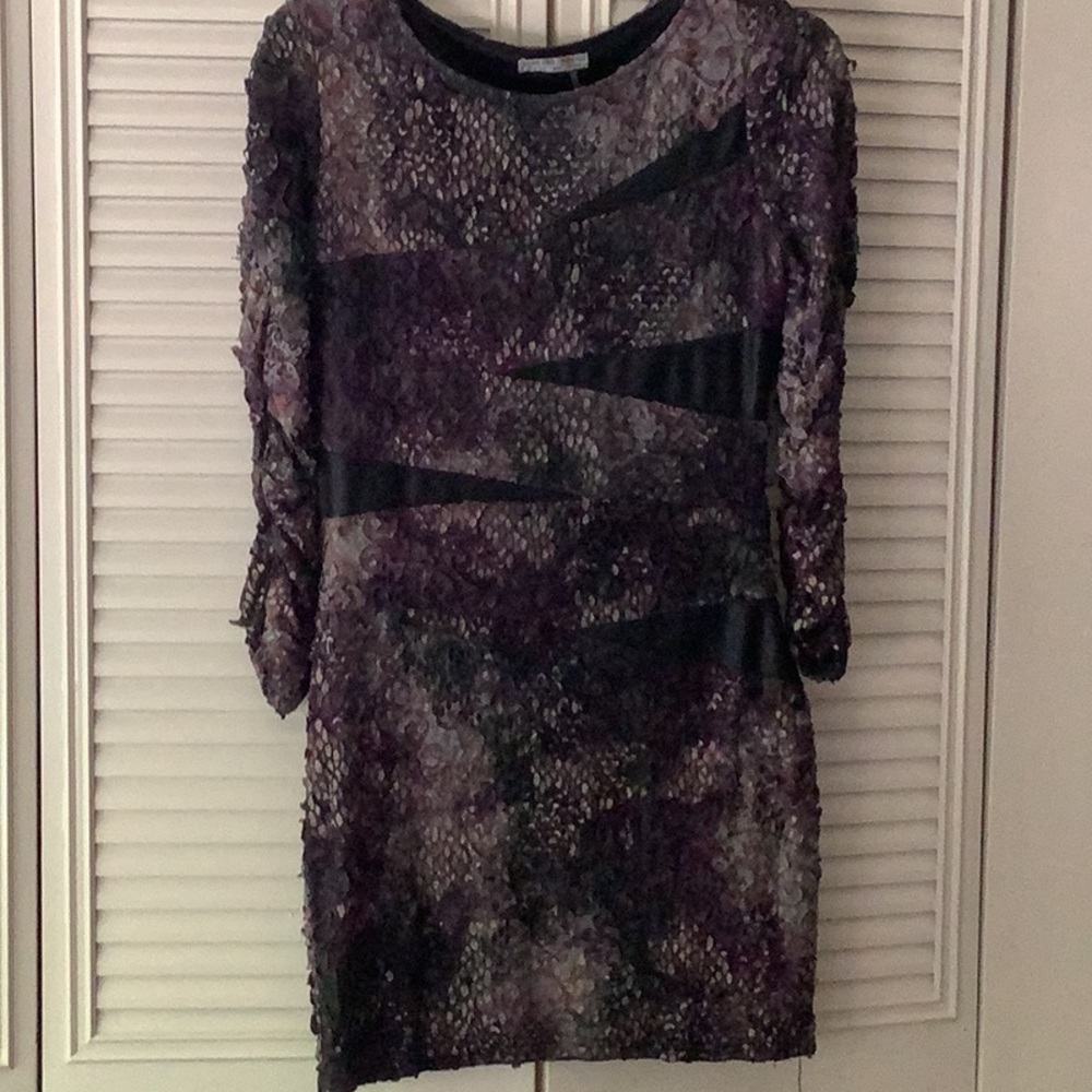 Alberto Makali Purple and Black Patterned Dress